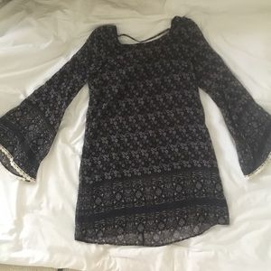 Dark floral bell sleeve dress